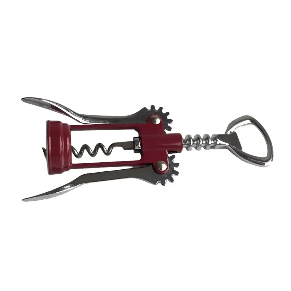 Corkscrew Wine Opener Metal Red Silver Bar Cart Serving Tool Barware Home Gift